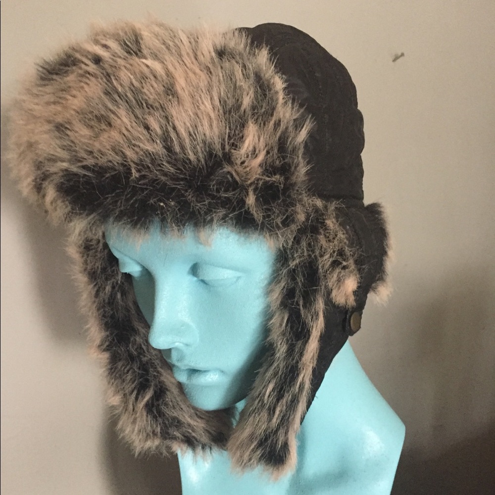 Black and Faux fur ushanka